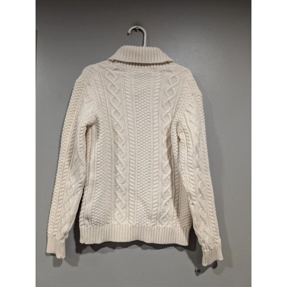 Janie and Jack Sweater Cream Cable Knit Shawl Collar Knit Boys size 6